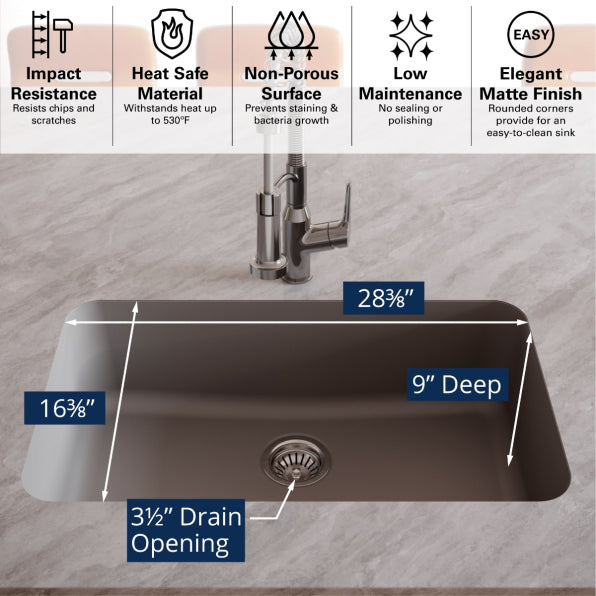 Quartz Composite Grey Kitchen Sink Matte 5