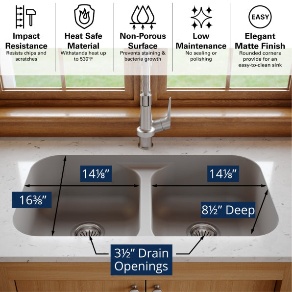 Quartz Composite Grey Kitchen Sink Matte 5