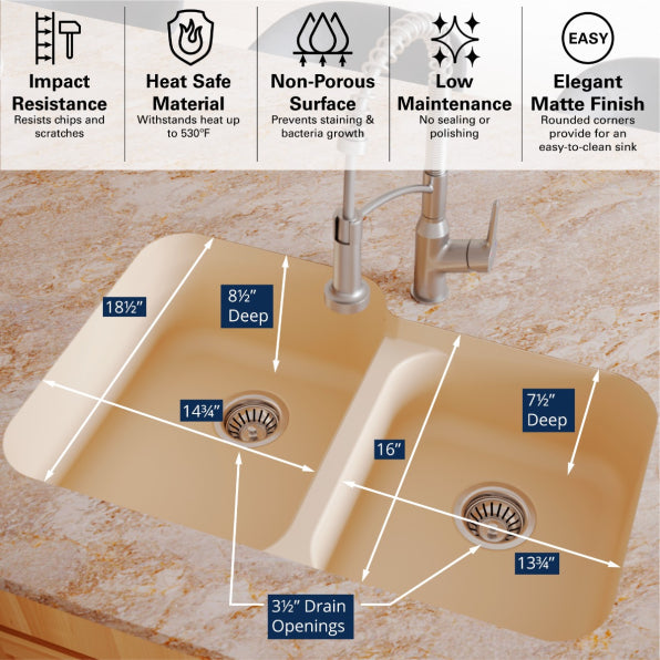 Quartz Composite Bisque Kitchen Sink Matte 5