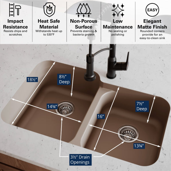 Quartz Composite Concrete Kitchen Sink Matte 5