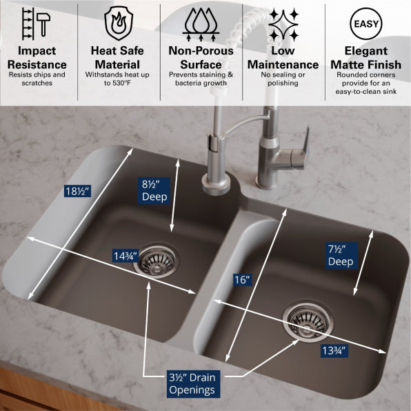 Quartz Composite Grey Kitchen Sink Matte 5