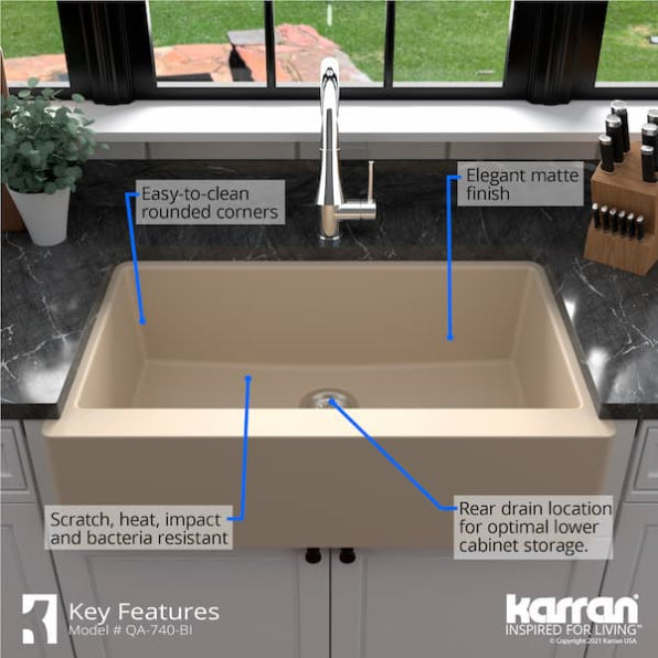 Quartz Composite Bisque Kitchen Sink Matte 6