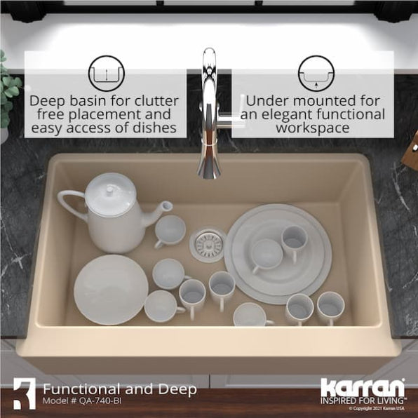 Quartz Composite Bisque Kitchen Sink Matte 8