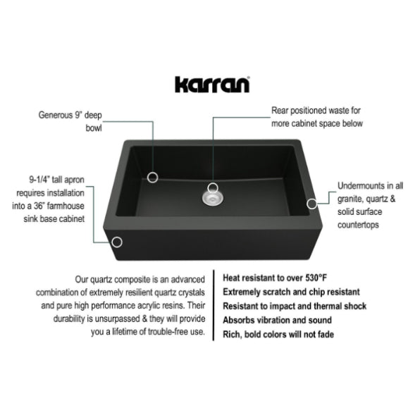 Quartz Composite Black Kitchen Sink Matte 6