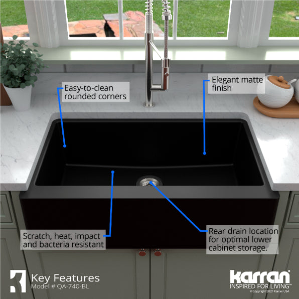 Quartz Composite Black Kitchen Sink Matte 8