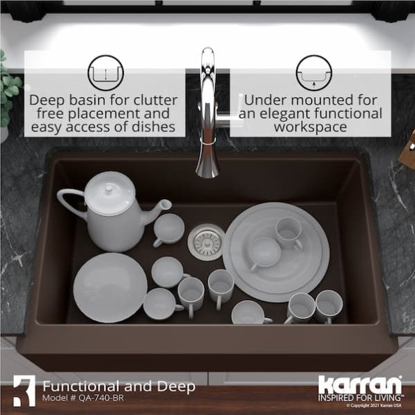 Quartz Composite Brown Kitchen Sink Matte 7