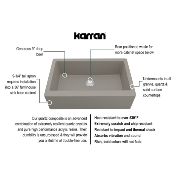 Quartz Composite Concrete Kitchen Sink Matte 3