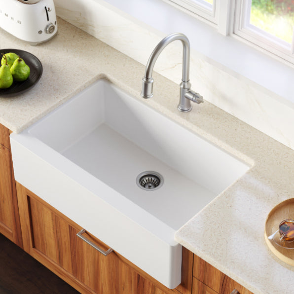 Quartz Composite White Kitchen Sink Matte 3