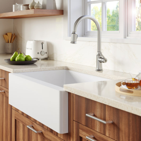 Quartz Composite White Kitchen Sink Matte 4