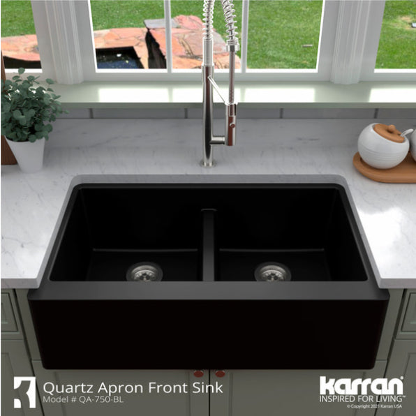 Quartz Composite Black Kitchen Sink Matte 6