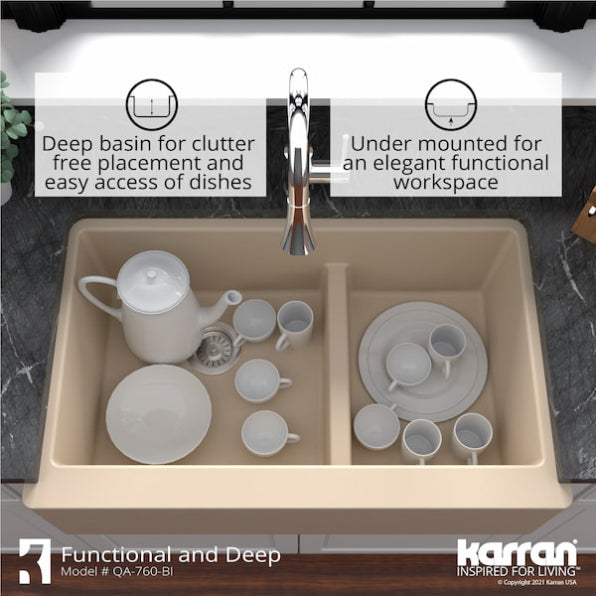 Quartz Composite Bisque Kitchen Sink Matte 9