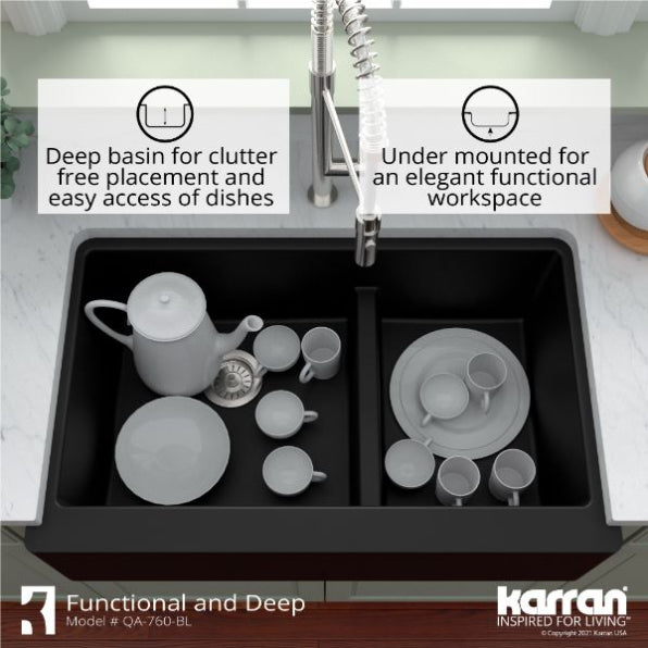 Quartz Composite Black Kitchen Sink Matte 10