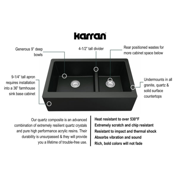 Quartz Composite Black Kitchen Sink Matte 4