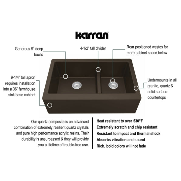Quartz Composite Brown Kitchen Sink Matte 4