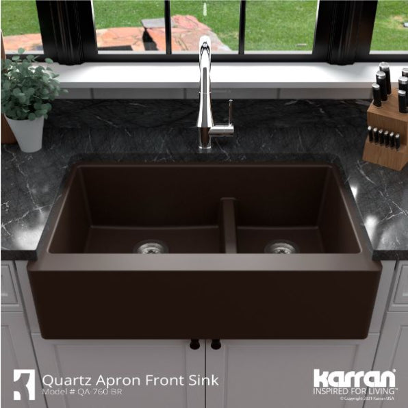 Quartz Composite Brown Kitchen Sink Matte 6