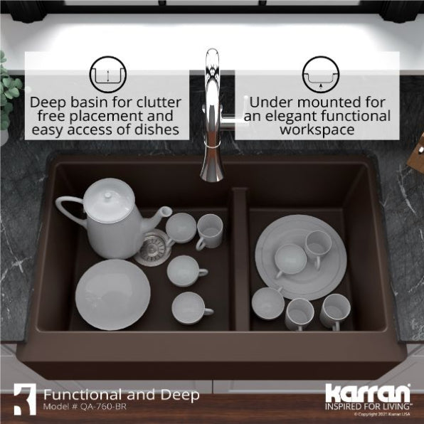 Quartz Composite Brown Kitchen Sink Matte 9