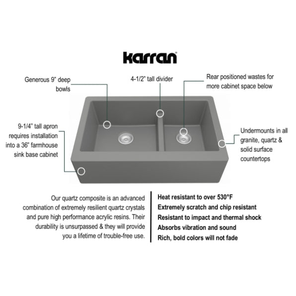 Quartz Composite Grey Kitchen Sink Matte 3