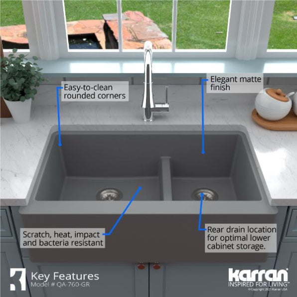 Quartz Composite Grey Kitchen Sink Matte 6