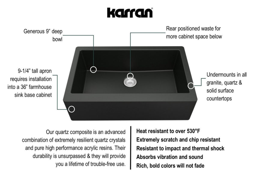 Quartz Composite Black Kitchen Sink Matte 4