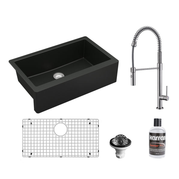 Quartz Composite Black Kitchen Sink Matte 1