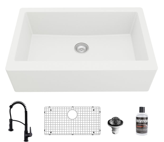 Quartz Composite White Kitchen Sink Matte 2