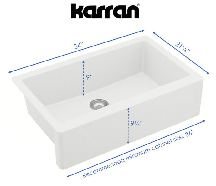 Quartz Composite White Kitchen Sink Matte 3