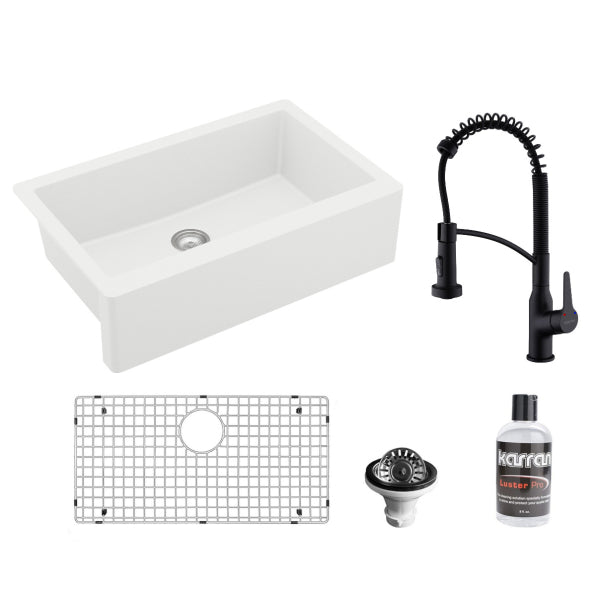 Quartz Composite White Kitchen Sink Matte 1