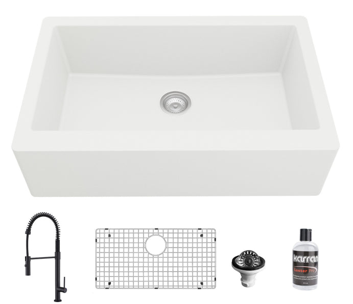 Quartz Composite White Kitchen Sink Matte 2