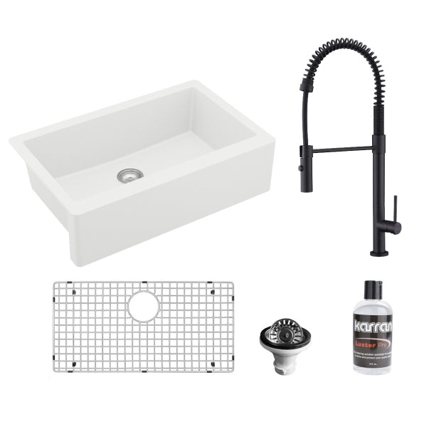 Quartz Composite White Kitchen Sink Matte 1