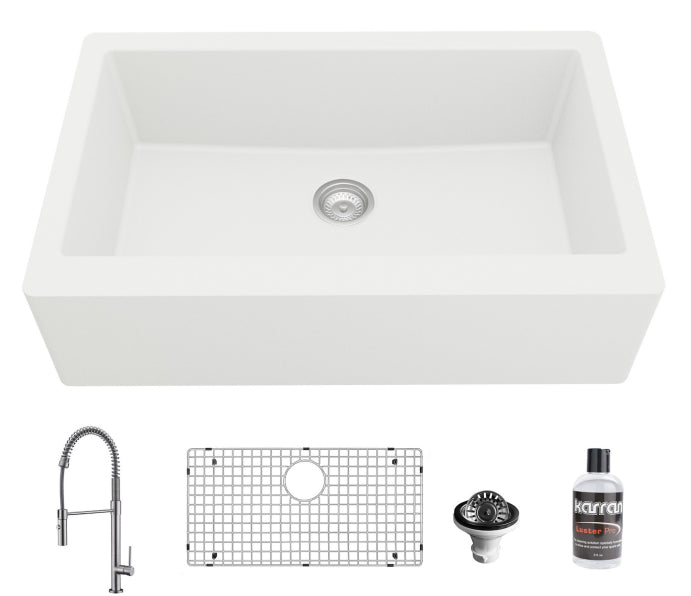 Quartz Composite White Kitchen Sink Matte 2