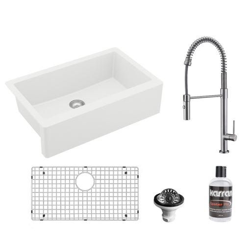 Quartz Composite White Kitchen Sink Matte 1