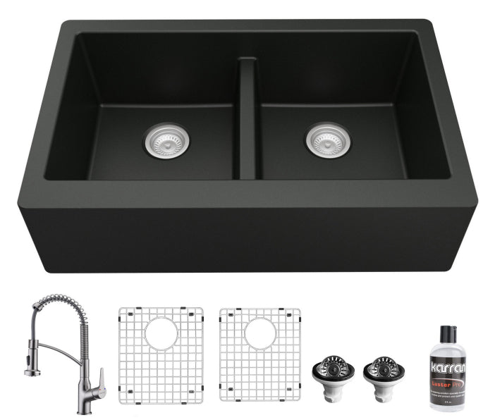 Quartz Composite Black Kitchen Sink Matte 2