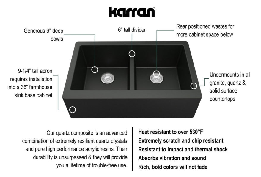 Quartz Composite Black Kitchen Sink Matte 4