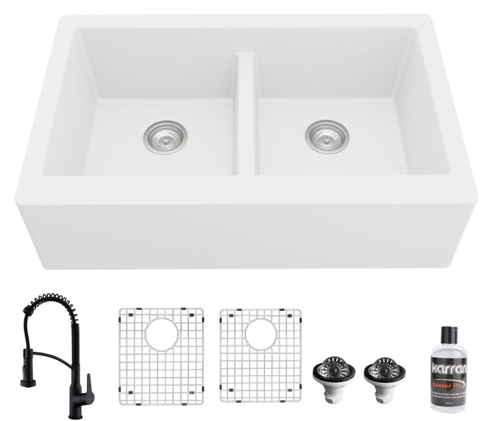 Quartz Composite White Kitchen Sink Matte 2