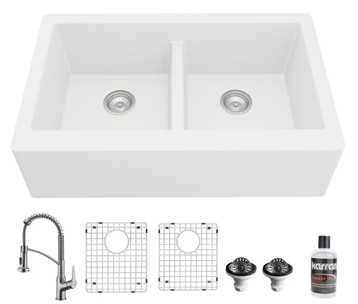 Quartz Composite White Kitchen Sink Matte 2