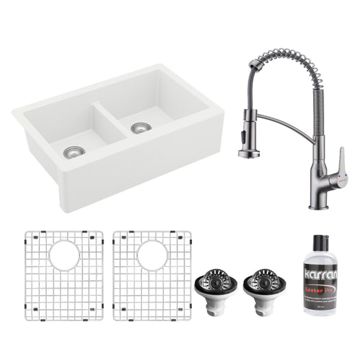 Quartz Composite White Kitchen Sink Matte 1