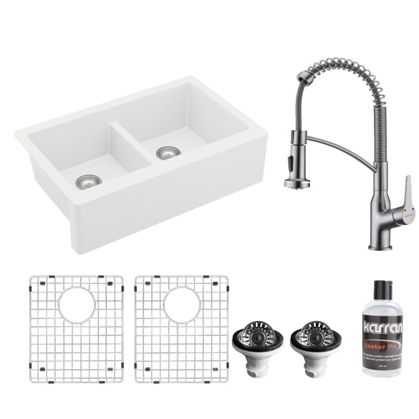 Quartz Composite White Kitchen Sink Matte 1