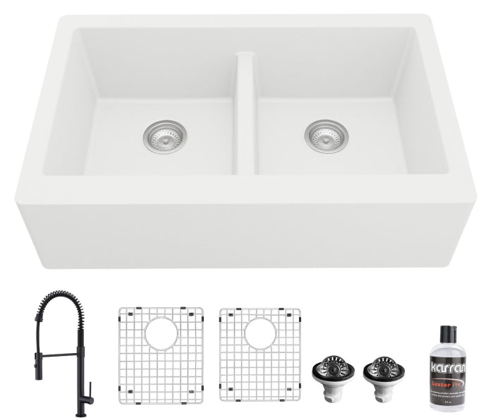 Quartz Composite White Kitchen Sink Matte 2