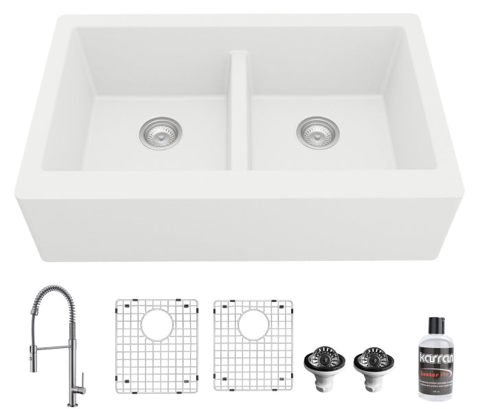 Quartz Composite White Kitchen Sink Matte 2