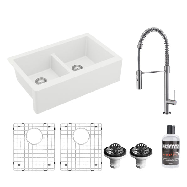 Quartz Composite White Kitchen Sink Matte 1