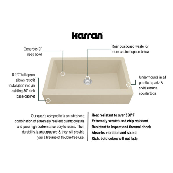 Quartz Composite Bisque Kitchen Sink Matte 3