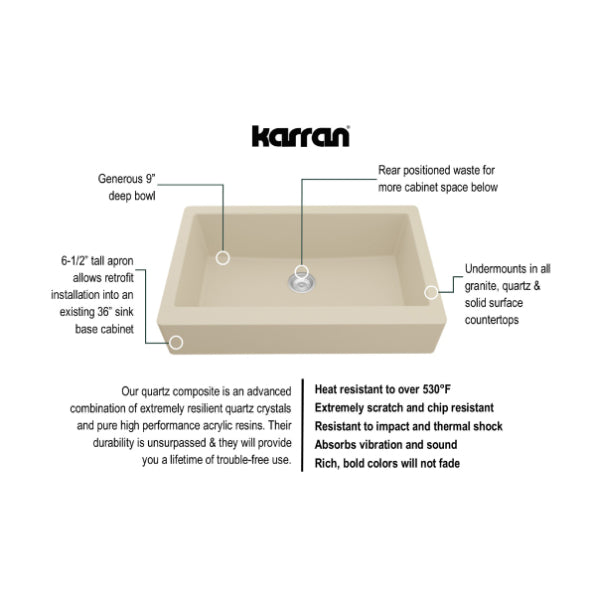 Quartz Composite Bisque Kitchen Sink Matte 3