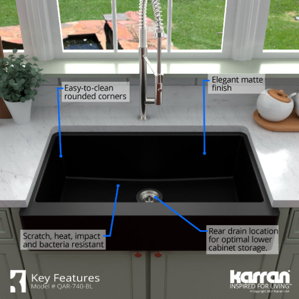 Quartz Composite Black Kitchen Sink Matte 5