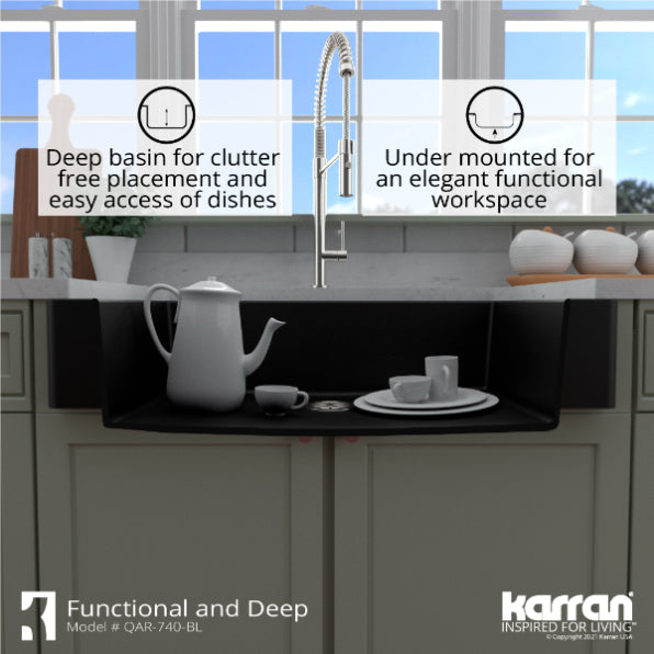 Quartz Composite Black Kitchen Sink Matte 7
