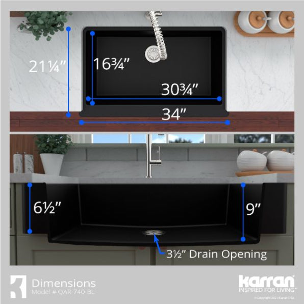 Quartz Composite Black Kitchen Sink Matte 7