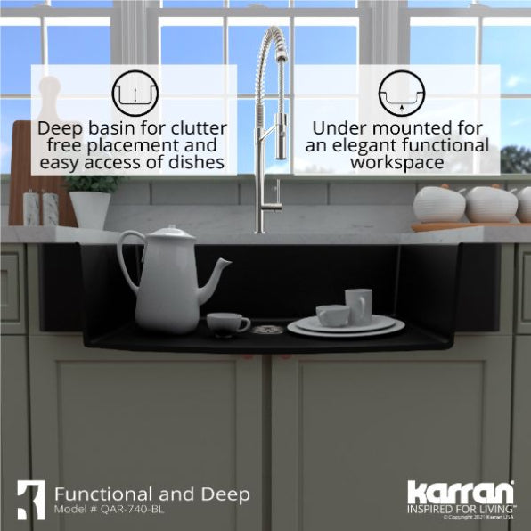 Quartz Composite Black Kitchen Sink Matte 8