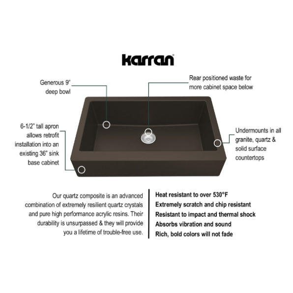 Quartz Composite Brown Kitchen Sink Matte 3