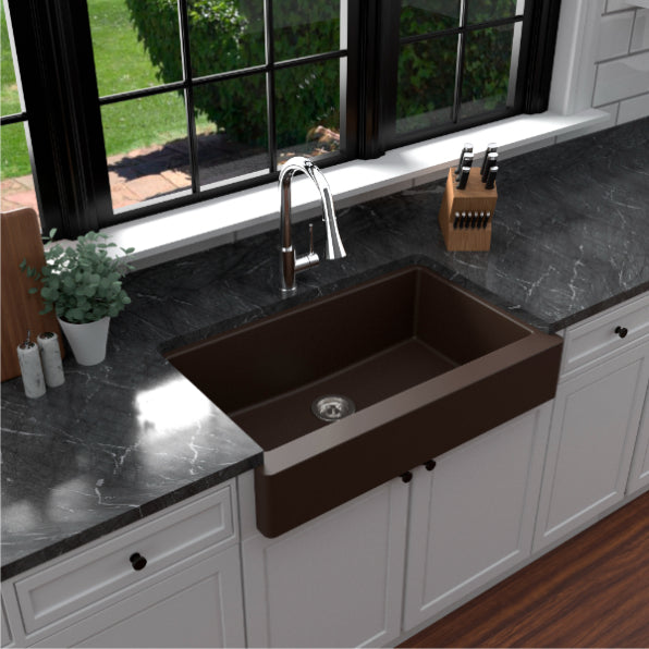 Quartz Composite Brown Kitchen Sink Matte 4
