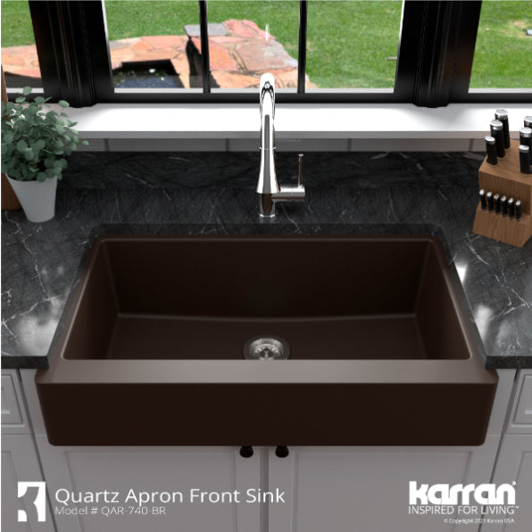 Quartz Composite Brown Kitchen Sink Matte 5
