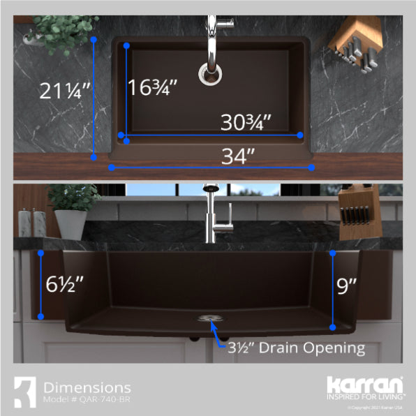 Quartz Composite Brown Kitchen Sink Matte 7